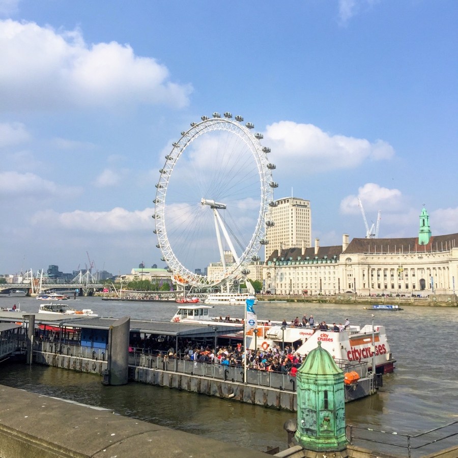 View of London Eye across the River Thames