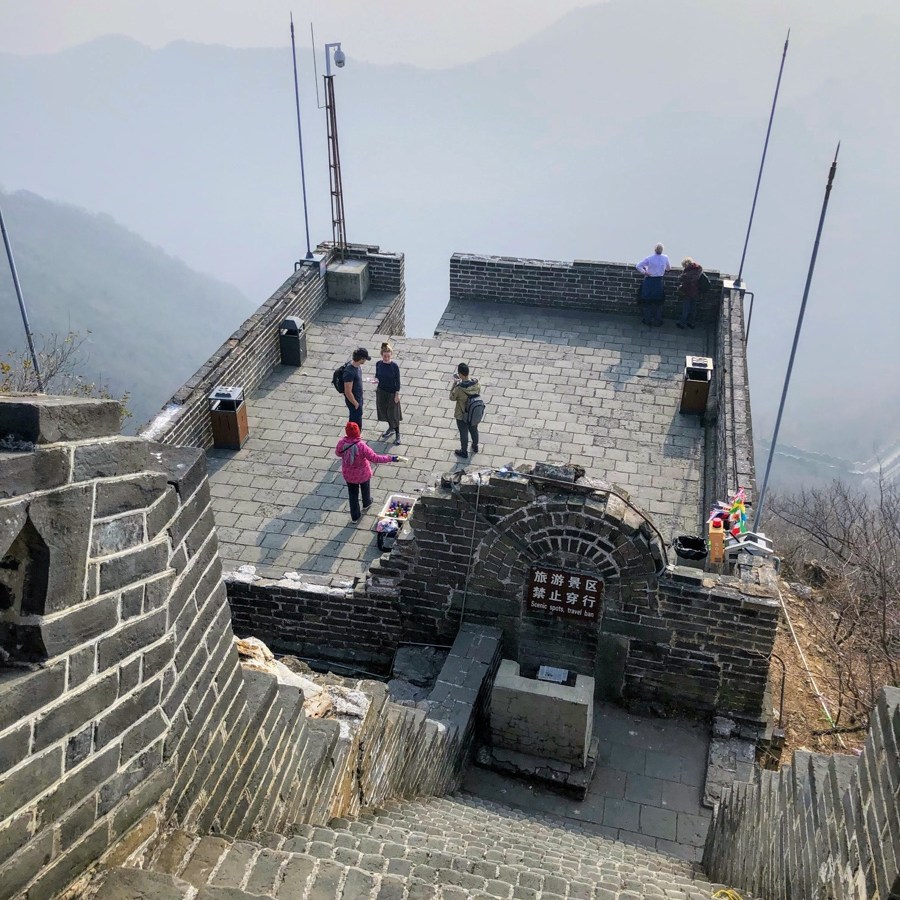 Overlooking one of landing areas of Great Wall of China